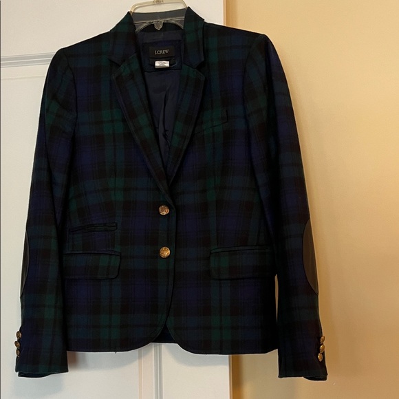 J. Crew Jackets & Blazers - J. Crew Black Watch Tartan Wool Blazer with Gold Accents
